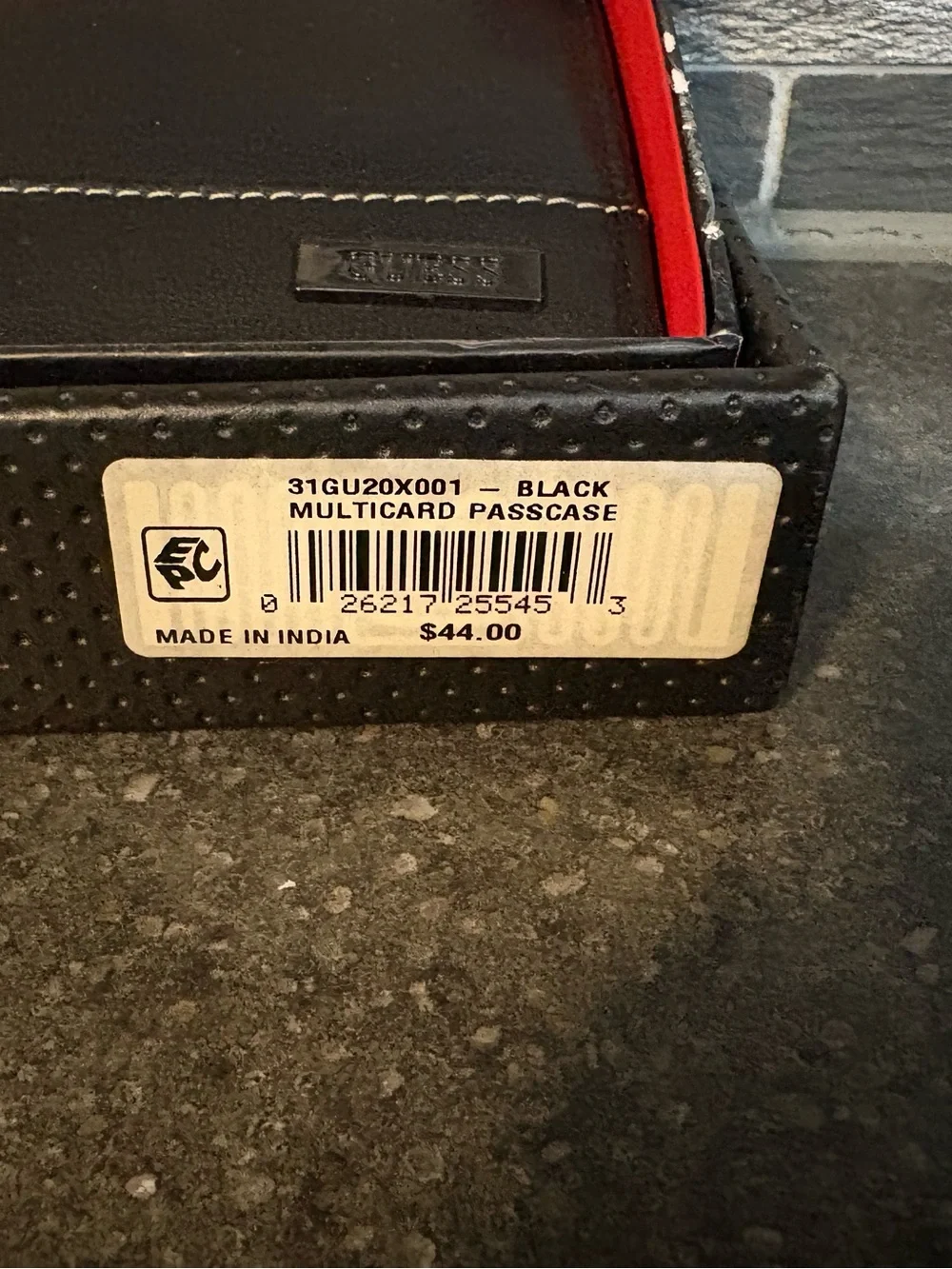 GUESS Black Leather Card Passcase with Metal Logo